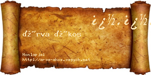 Árva Ákos névjegykártya